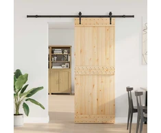 Slankios durys NARVIK Natūrali ir juoda 80 x 210 cm (213,5 cm)