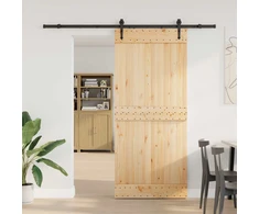 Slankios durys NARVIK Natūrali ir juoda 90 x 210 cm (213,5 cm)