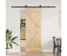 Slankios durys NARVIK Natūrali ir juoda 70 x 210 cm (213,5 cm)
