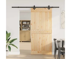 Slankios durys NARVIK Natūrali ir juoda 95 x 210 cm (213,5 cm)