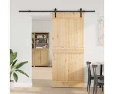 Slankios durys NARVIK Natūrali ir juoda 90 x 210 cm (213,5 cm)