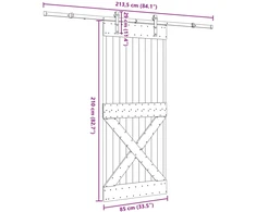Slankios durys NARVIK 85 x 210 cm (213,5 cm) Natūrali ir juoda