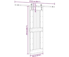 Slankios durys NARVIK Natūrali ir juoda 70 x 210 cm (213,5 cm)