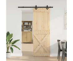 Slankios durys NARVIK Natūrali ir juoda 80 x 210 cm (152,5 cm)