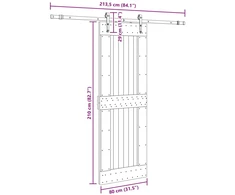Slankios durys NARVIK Natūrali ir juoda 80 x 210 cm (213,5 cm)