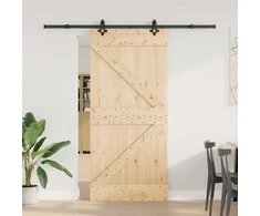 Slankios durys NARVIK Natūrali ir juoda 95 x 210 cm (213,5 cm)