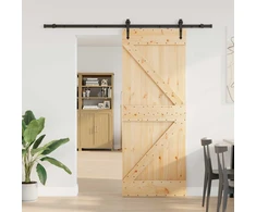Slankios durys NARVIK Natūrali ir juoda 80 x 210 cm (213,5 cm)