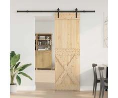 Slankios durys NARVIK Natūrali ir juoda 70 x 210 cm (213,5 cm)