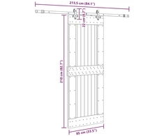 Slankios durys NARVIK Natūrali ir juoda 85 x 210 cm (213,5 cm)