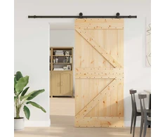 Slankios durys NARVIK Natūrali ir juoda 80 x 210 cm (213,5 cm)