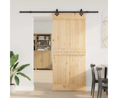 Slankios durys NARVIK Natūrali ir juoda 90 x 210 cm (213,5 cm)