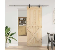 Slankios durys NARVIK Natūrali ir juoda 85 x 210 cm (213,5 cm)