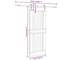 Slankios durys NARVIK Natūrali ir juoda 90 x 210 cm (213,5 cm)