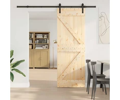Slankios durys NARVIK Natūrali ir juoda 70 x 210 cm (213,5 cm)