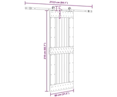 Slankios durys NARVIK Natūrali ir juoda 80 x 210 cm (213,5 cm)