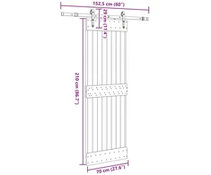 Slankios durys NARVIK Natūrali ir juoda 70 x 210 cm (152,5 cm)