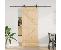 Slankios durys NARVIK Natūrali ir juoda 85 x 210 cm (213,5 cm)
