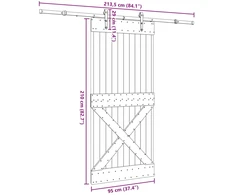 Slankios durys NARVIK Natūrali ir juoda 95 x 210 cm (213,5 cm)