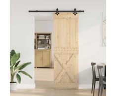 Slankios durys NARVIK Natūrali ir juoda 70 x 210 cm (152,5 cm)