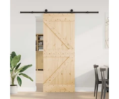 Slankios durys NARVIK Natūrali ir juoda 85 x 210 cm (213,5 cm)