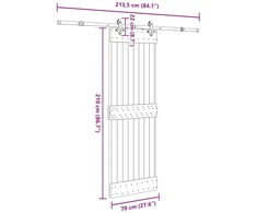 Slankios durys NARVIK Natūrali ir juoda 70 x 210 cm (213,5 cm)