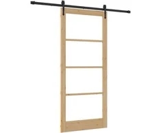 Slankios durys 93 x 211 cm Tvirtos pušies mediena ir stiklas