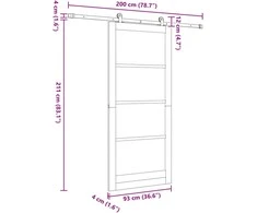 Slankios durys ORKDAL 93 x 211 cm Balta ir juoda