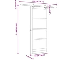 Slankios durys 93 x 211 cm Tvirtos pušies mediena ir stiklas
