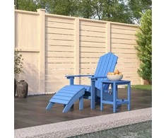 Sodo Adirondack kėdė su pakoja ir staliuku, mėlyna, HDPE
