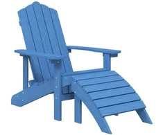 Sodo Adirondack kėdė su pakoja ir staliuku, mėlyna, HDPE