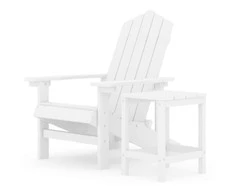 Sodo Adirondack kėdė su staliuku, baltos spalvos, HDPE