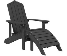 Sodo Adirondack kėdės su pakojomis, 2vnt., antracito, HDPE