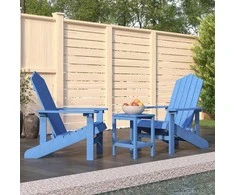 Sodo Adirondack kėdės su staliuku, mėlynos spalvos, HDPE