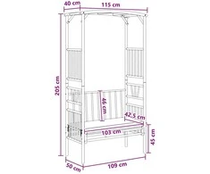 Sodo arka su suoliuku Tamsiai pilka 115 x 50 x 205 cm Bambukas