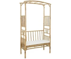 Sodo arka su suoliuku Kreminė balta 115 x 50 x 205 cm Bambukas