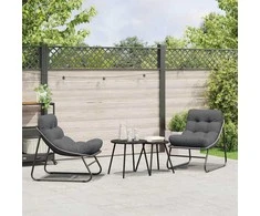 Sodo baldai su pagalve 2 pcs Juoda 60,5 x 81 x 71 cm