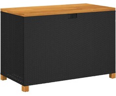 Sodo daiktadėžė, juoda, 110x55x63cm, poliratanas ir akacija
