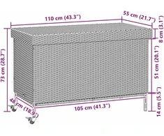 Sodo daiktadėžė su ratukais, šviesiai pilkos sp., 110x55x73cm