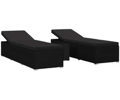 Sodo gultai su pagalve 3 pcs Juoda Poli ratanas