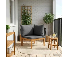 Sodo kampinė sofa su pagalvėlėmis Natūrali