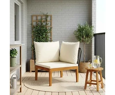 Sodo kampinė sofa su pagalvėlėmis Natūrali
