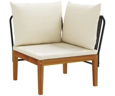 Sodo kampinė sofa su pagalvėlėmis Natūrali