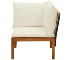 Sodo kampinė sofa su pagalvėlėmis Natūrali