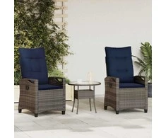 Sodo Kėdė 2 pcs pilka ir tamsiai mėlyna 56 x 60 x 112 cm
