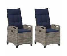 Sodo Kėdė 2 pcs pilka ir tamsiai mėlyna 56 x 60 x 112 cm