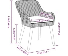 Sodo Kėdė 2 pcs Šviesiai pilka 62,5 x 55 x 82 cm poliratanas