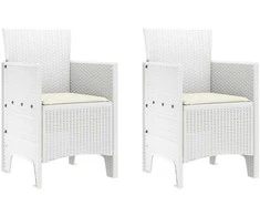 Sodo Kėdė su pagalve 2 pcs Balta 53 x 49 x 85 cm Polipropilenas
