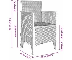Sodo Kėdė su pagalve 2 pcs Balta 53 x 49 x 85 cm Polipropilenas