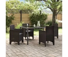 Sodo Kėdė su pagalve 4 pcs Ruda 53 x 49 x 85 cm Polipropilenas