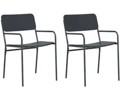 Sodo kėdės 2 pcs Antracitas 51 x 55 x 81 cm Plienas